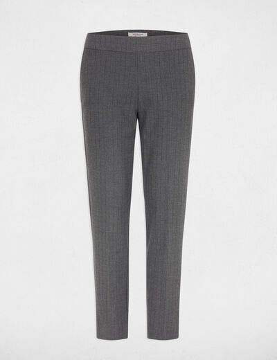 Pantalon slim cigarette gris moyen femme