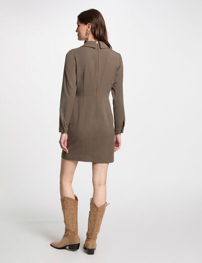 Robe courte ajustée à boucle vert kaki femme