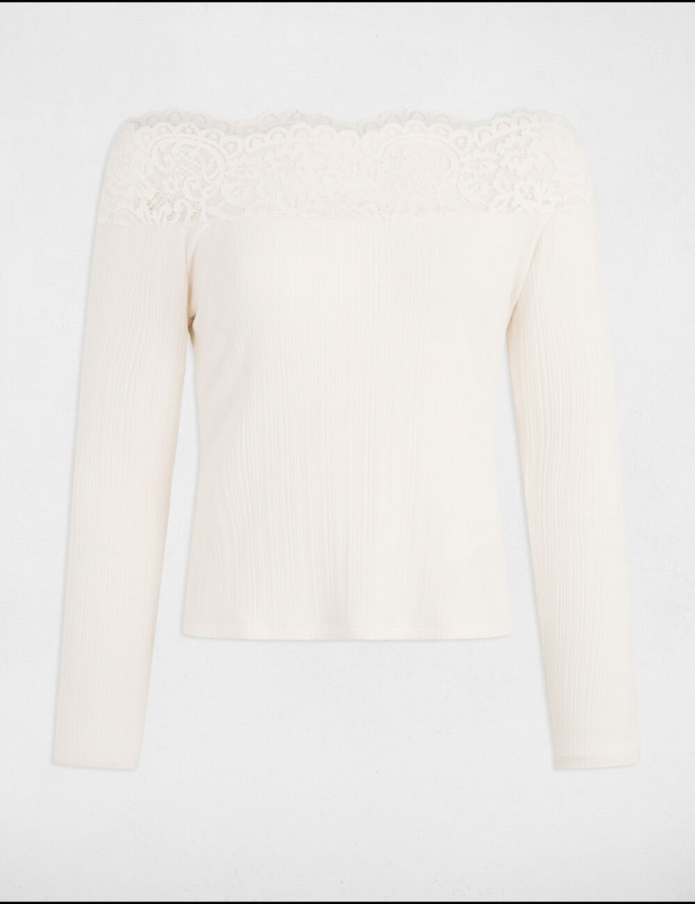 T-shirt met lange mouwen ivoor vrouw