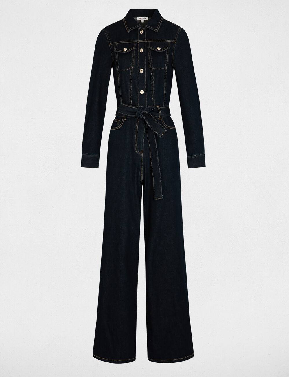 Wijde jeans jumpsuit ruw denim vrouw