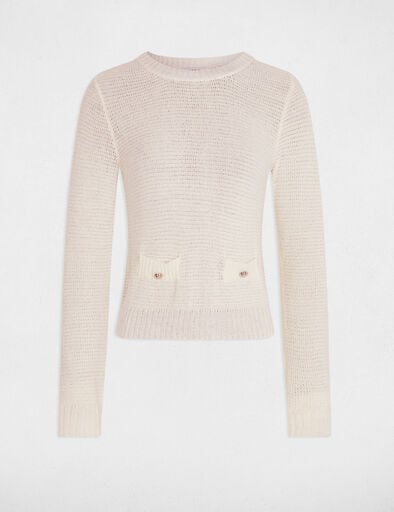 pull col rond ajoure ivoire femme Pull col rond ajouré ivoire femme