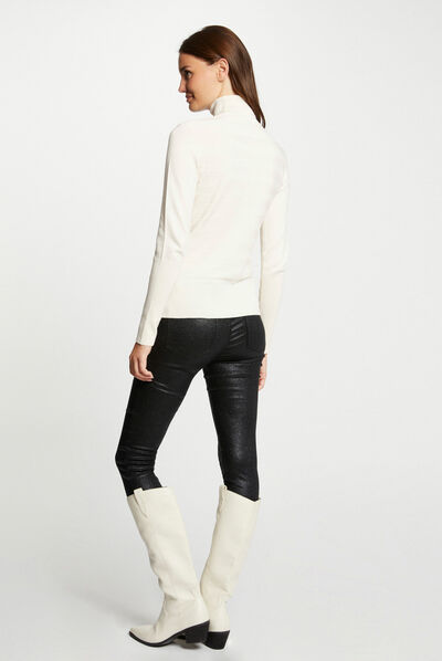 Glitter gecoate skinny broek zwart vrouw