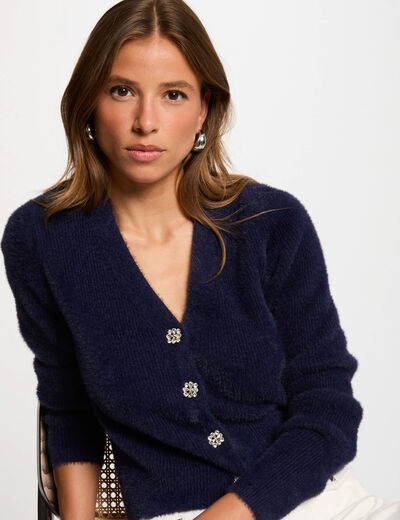 Vest met lange mouwen marineblauw vrouw