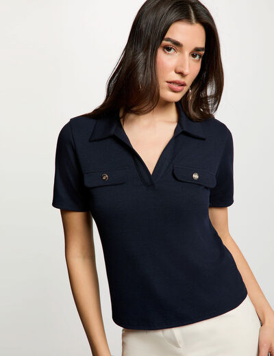 T-shirt met korte mouwen marineblauw vrouw