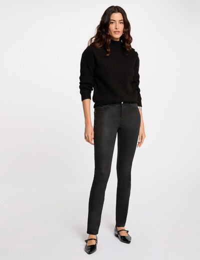 Gecoate slim-fit broek zwart vrouw