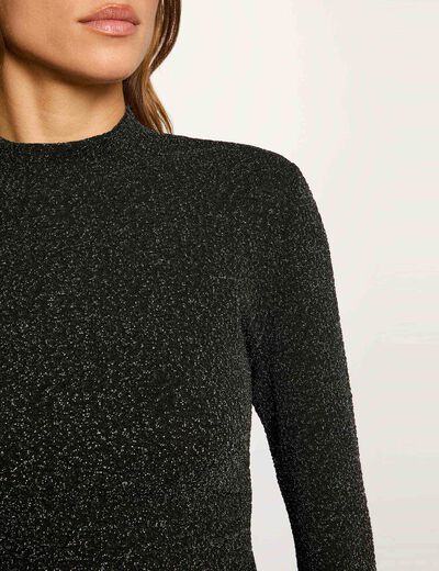 t shirt court col montant couleur argent femme T-shirt court col montant couleur argent femme