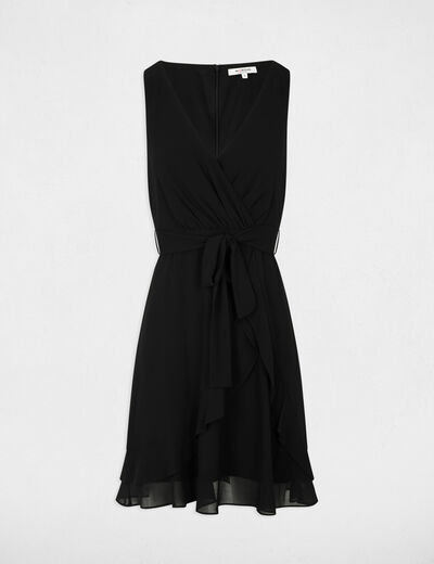 Robe courte portefeuille noir femme