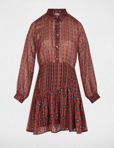 Robe courte évasée multicolore femme