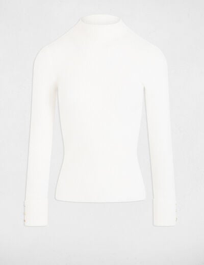 Pull manches longues maille duveteuse ivoire femme