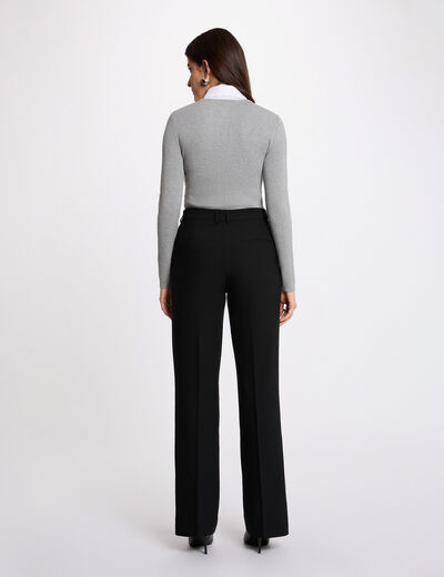 Pull 2-en-1 col à revers gris clair femme