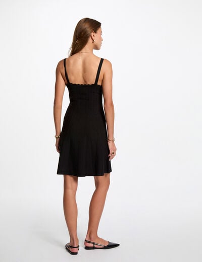 Robe tricot bretelles fines noir femme