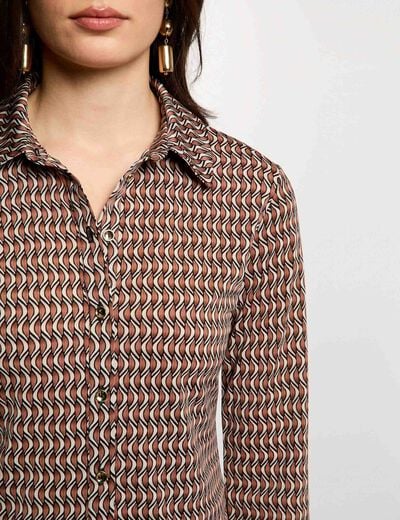 T-shirt col chemise multicolore femme