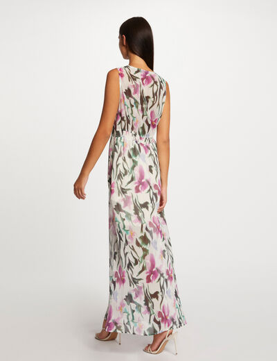 Lange rechte jurk met bloemenprint meerkleurig vrouw