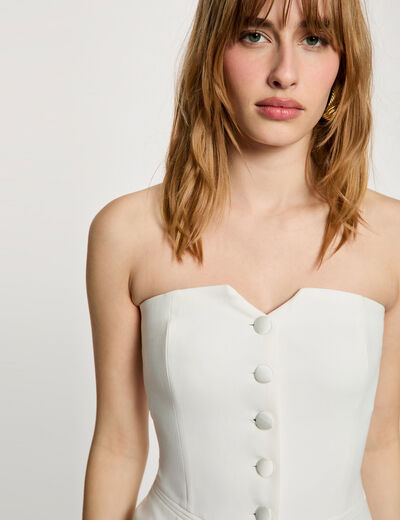 Bustier ajust&eacute; boutonn&eacute; blanc femme