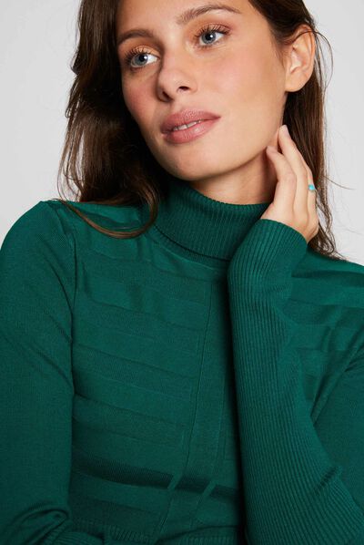 Trui met lange mouwen en rolkraag groen vrouw