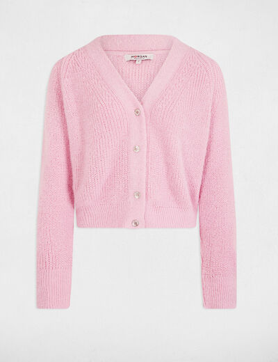 Gilet manches longues rose pastel femme
