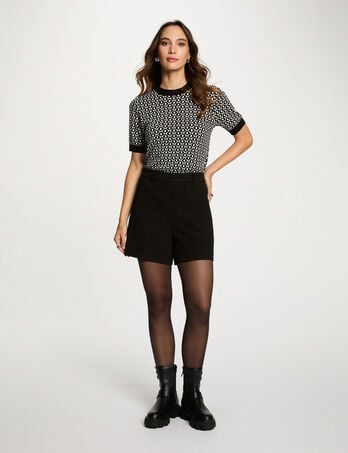 Short taille haute clouté noir femme