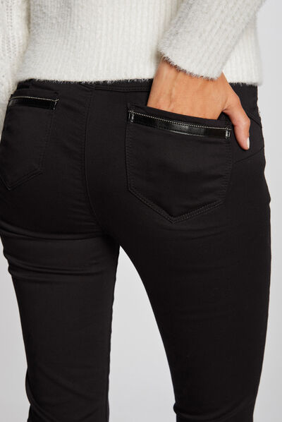 Pantalon slim taille standard noir femme