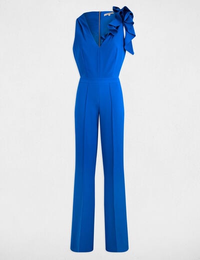 Combinaison longue volants bleu electrique femme