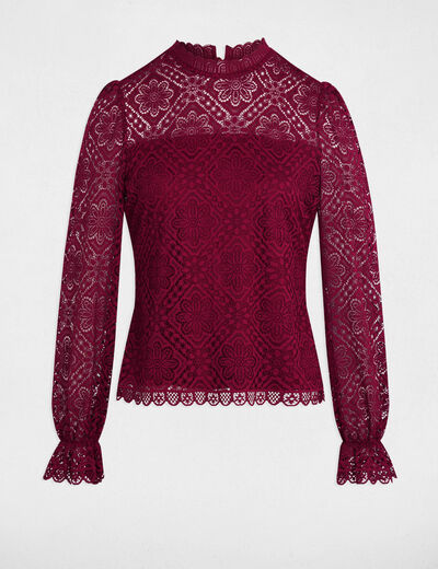 T-shirt manches longues prune femme