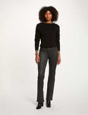 Pantalon bootcut enduit noir femme