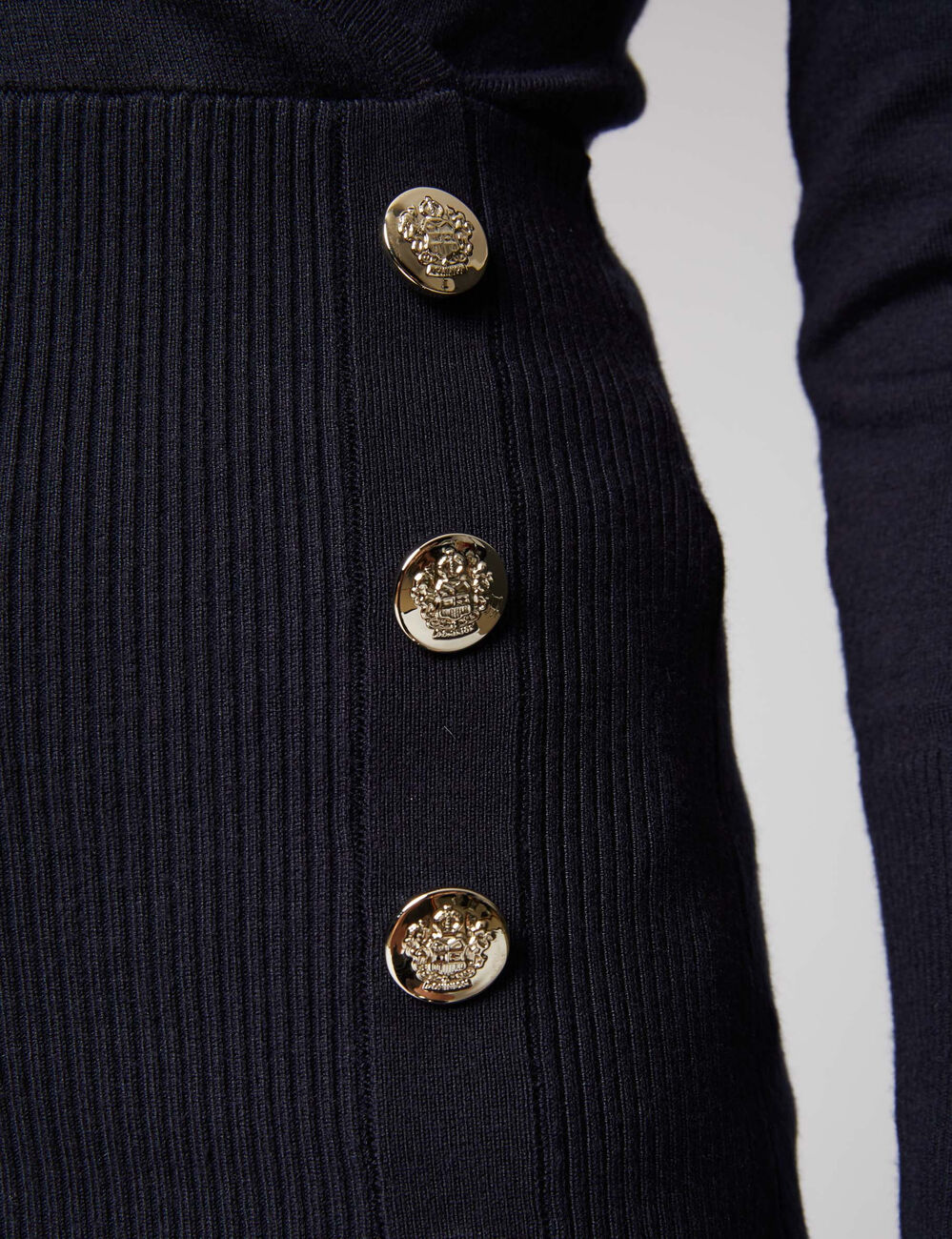 Trui met lange mouwen en gekruiste kraag marine vrouw