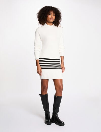 Robe courte col montant blanc femme