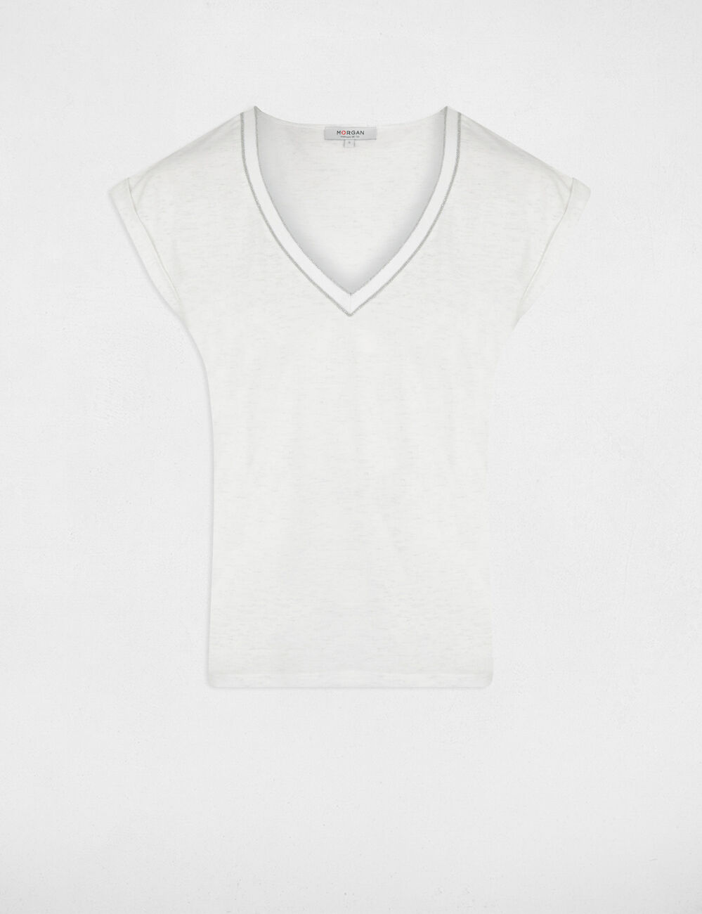 T-shirt met korte mouwen ivoor vrouw