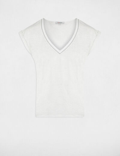 T-shirt met korte mouwen ivoor vrouw