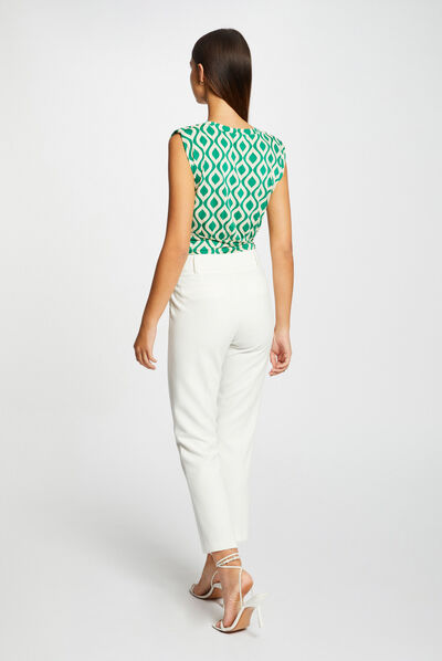 T-shirt met geometrische print groen vrouw