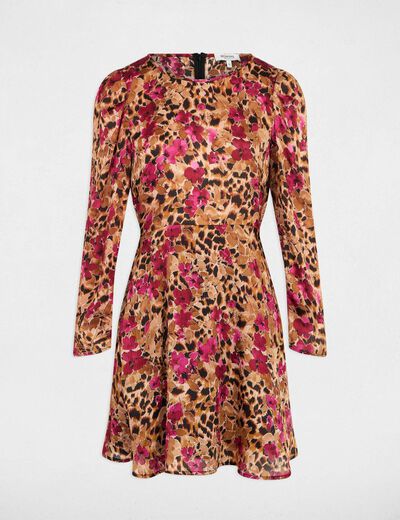 Robe courte plissée multicolore femme