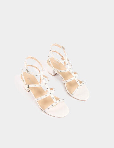 Sandales à talons et clous blanc femme