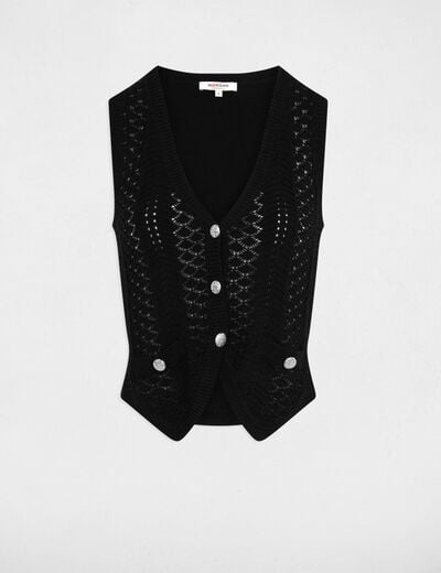Mouwloos vest met V-hals zwart vrouw