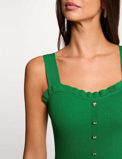 Aangesloten top met vierkante hals weide groen vrouw