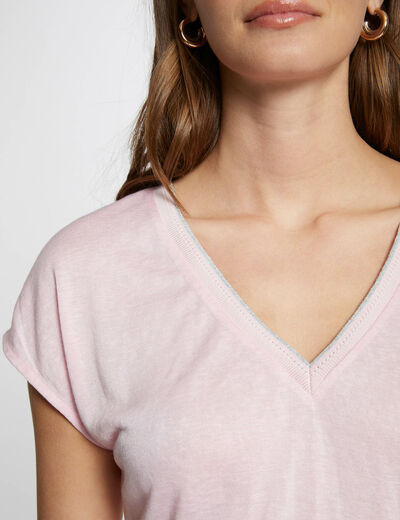 T-shirt manches courtes rose clair femme
