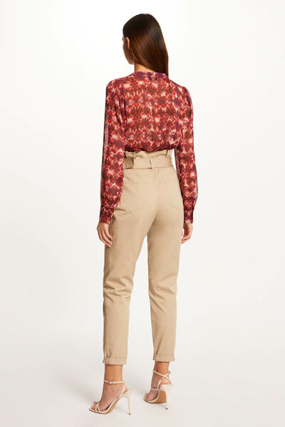 Shirt lange mouwen en abstracte print veelkleurig vrouw