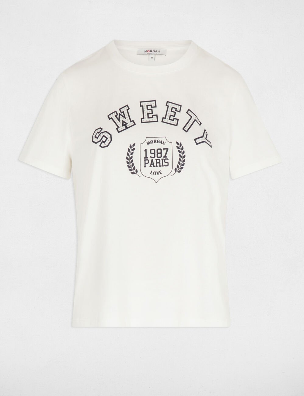 T-shirt court imprimé blanc femme