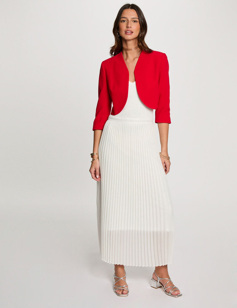 Veste droite manches 3/4 rouge femme
