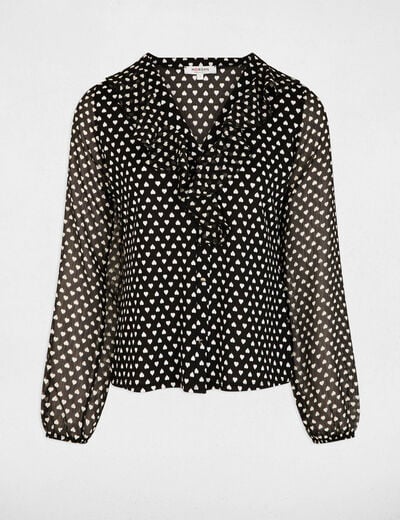 Chemise voile col v noir femme