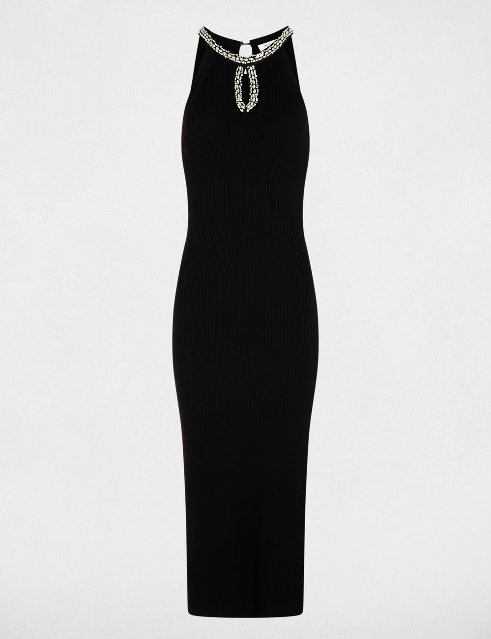 Robe longue cintr&eacute;e noir femme