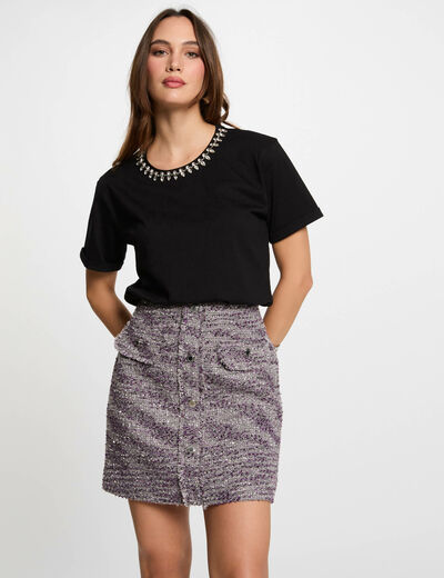 Korte tweed rok meerkleurig vrouw