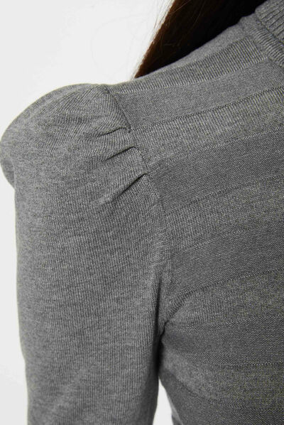 Robe pull ajustée à col roulé gris anthracite femme