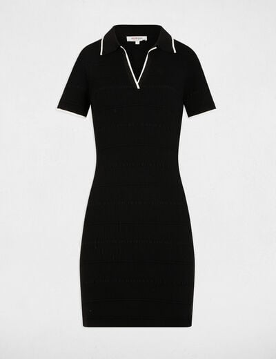Robe tricot courte ajustée noir femme
