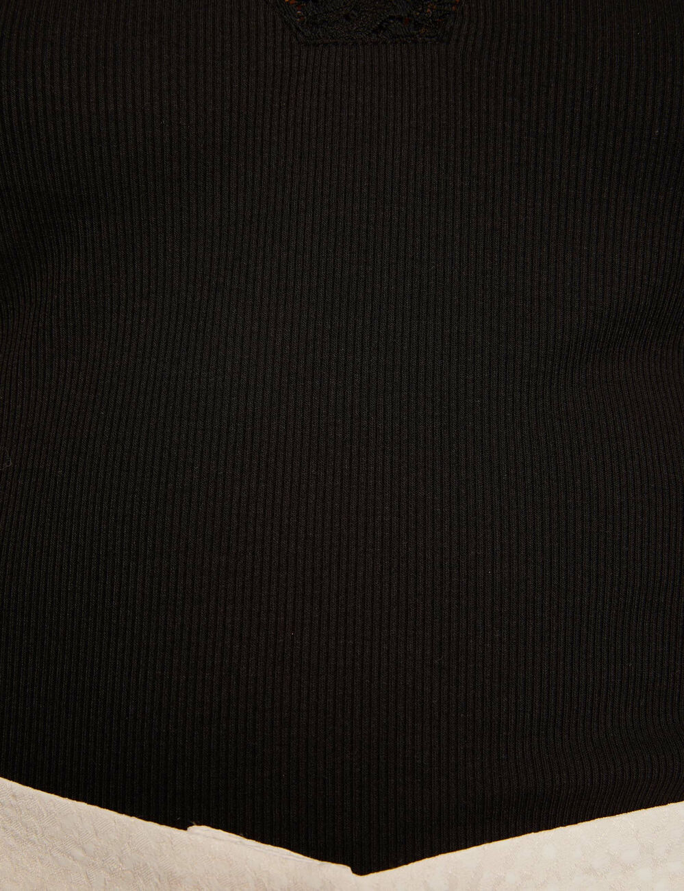 T-shirt manches courtes &agrave; dentelle noir femme