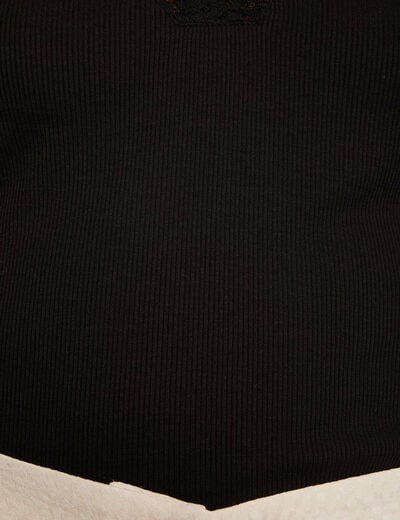 T-shirt manches courtes &agrave; dentelle noir femme