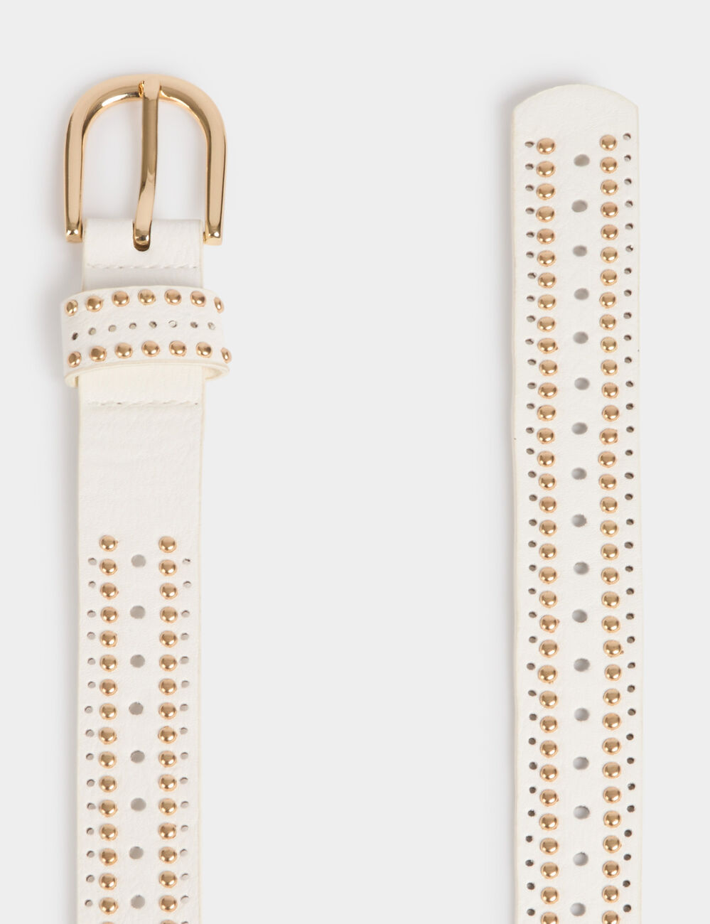 Riem met studs en perforaties helder wit vrouw