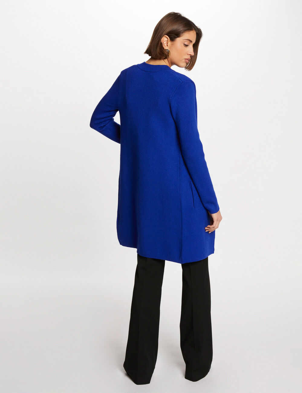 Recht jasje met ingekeepte kraag bleu electrique vrouw