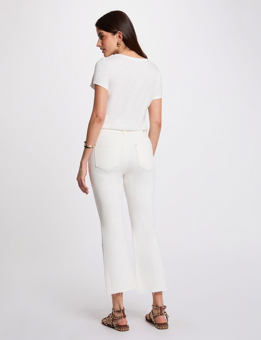 Jean slim crop blanc femme