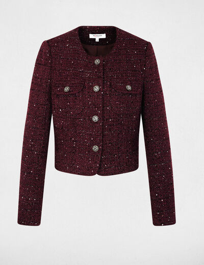 veste ajustee col rond prune femme Veste ajustée col rond prune femme