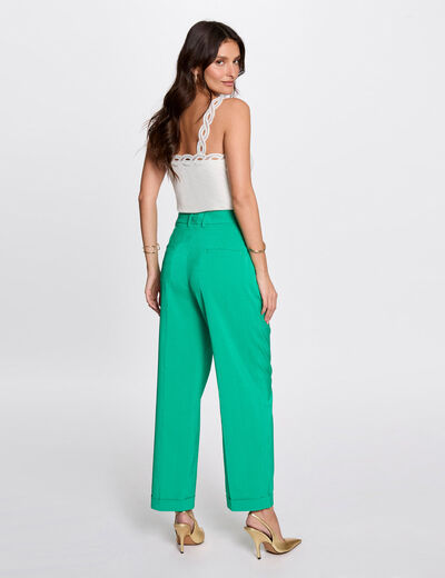 Pantalon droit à pinces vert émeraude femme